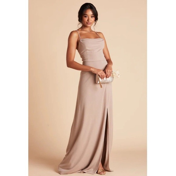 Birdy Grey Ash Dress Crepe Taupe‎ Bridesmaids Dress Size Small - Picture 2 of 12